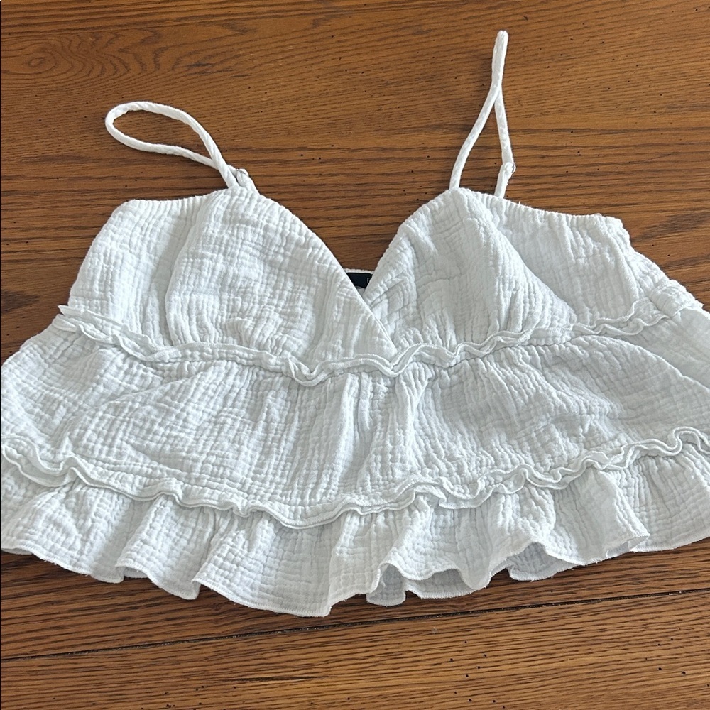 White Ruffled Women's Top/9